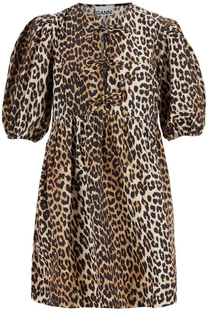 ワンピース Ganni Ganni Animal Print Poplin Dress Leopard Leopard Cotton Poplin V-neck Maxi Dress | GANNI US