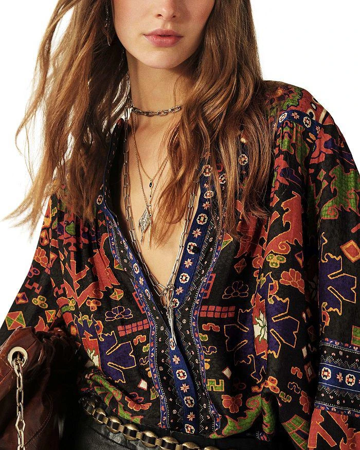 ba&sh Varone Printed Deep V Blouse 9
