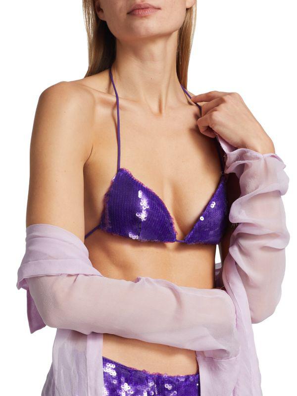 LaQuan Smith Sequin-Embroidered Bra Top