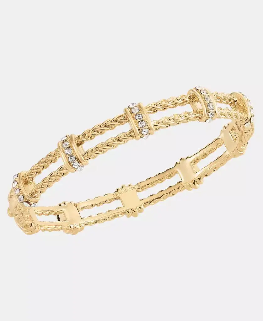 Anne Klein Gold-Tone Boxed Two-Row Braided Texture Rondel Hinge Bracelet