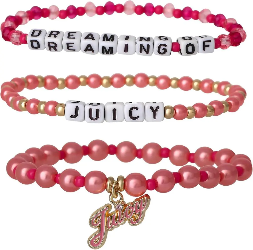 Juicy Couture Juicy Couture Kids Bracelet for Girls 2 or 3-Piece Set, Beaded Friendship Bracelets, Mother's Day Gifts for Girls
