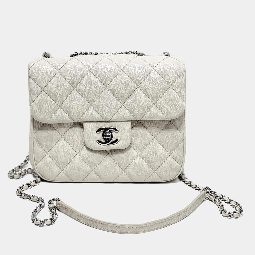 Chanel Chanel White Leather Square Flap Bag 1