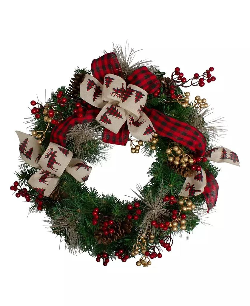 Northlight 24" Bows and Berries Unlit Artificial Christmas Wreaths 1