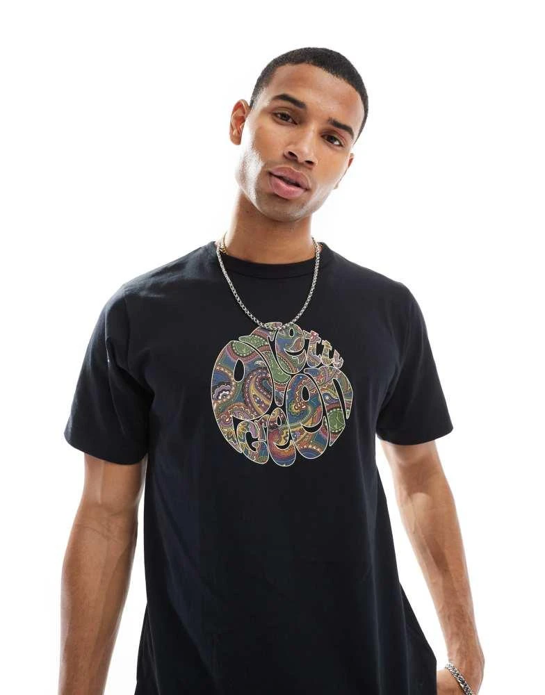 Pretty Green Pretty Green 15th anniversary paisley logo t-shirt in black 1