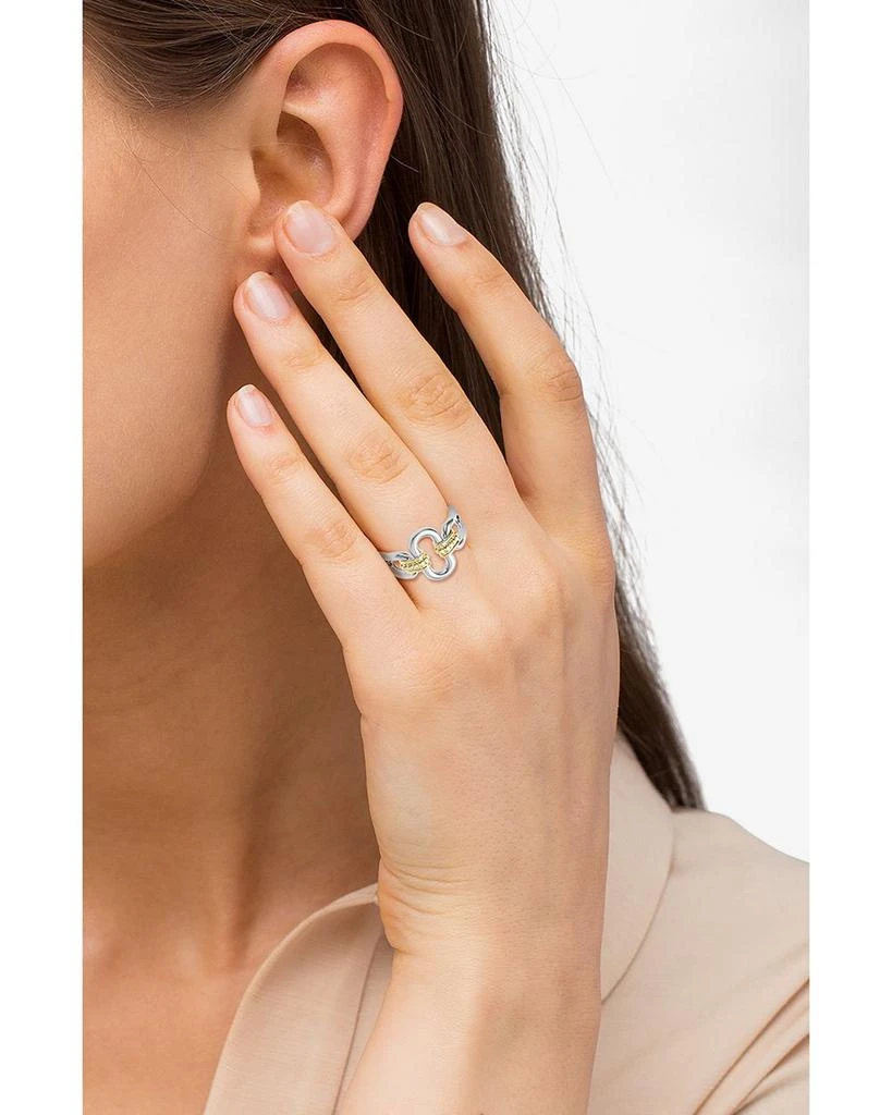 LAGOS 18K Yellow 
Sterling Silver Signature Caviar Oval Link Ring 2