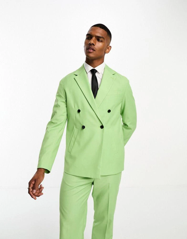 Devils Advocate Devils Advocate green oversized double breasted notch lapel suit jacket 1