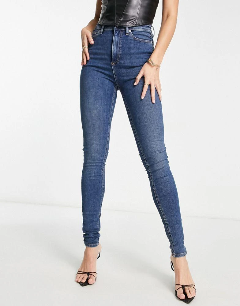 ASOS ASOS DESIGN Tall high rise 'lift and contour' stretch skinny jeans in dark blue 2