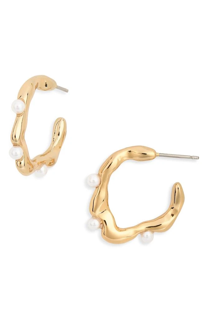 Ettika Jewelry Wavy Faux Pearl Hoop Earrings