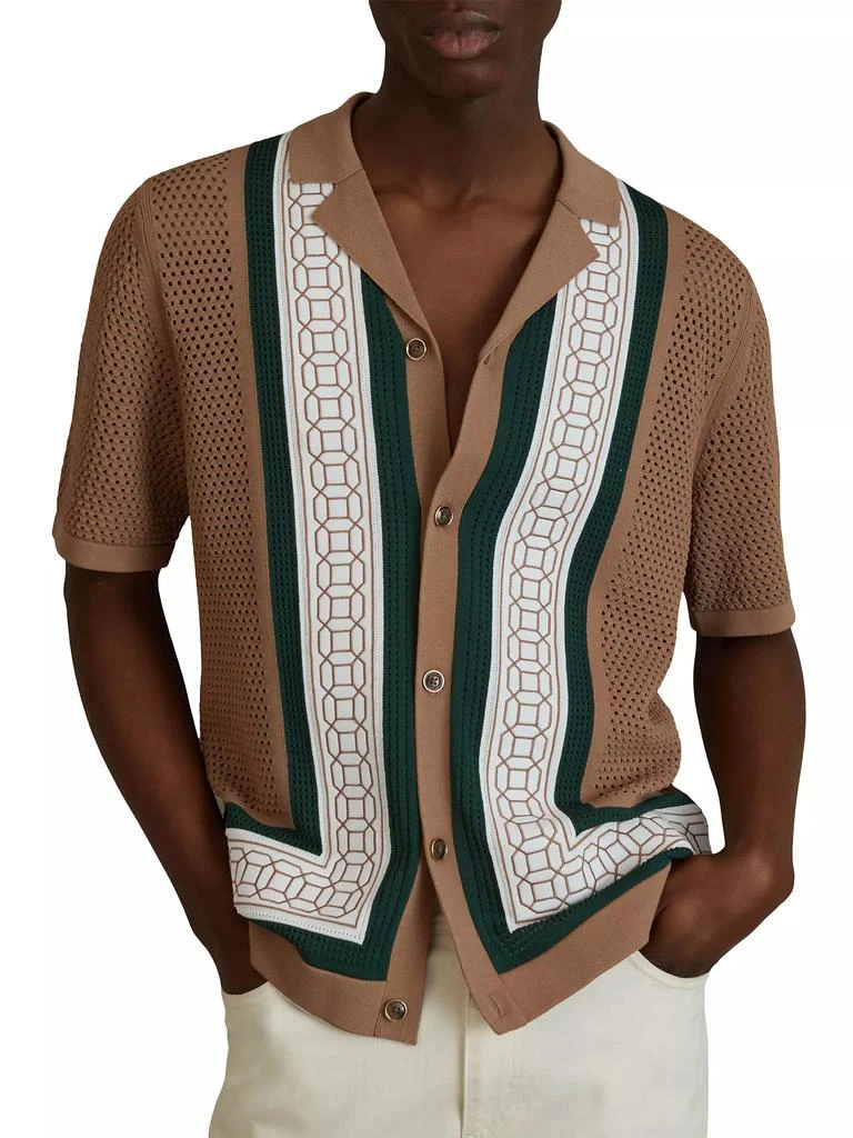 REISS Jensen Geometric Knit Short-Sleeve Shirt 3