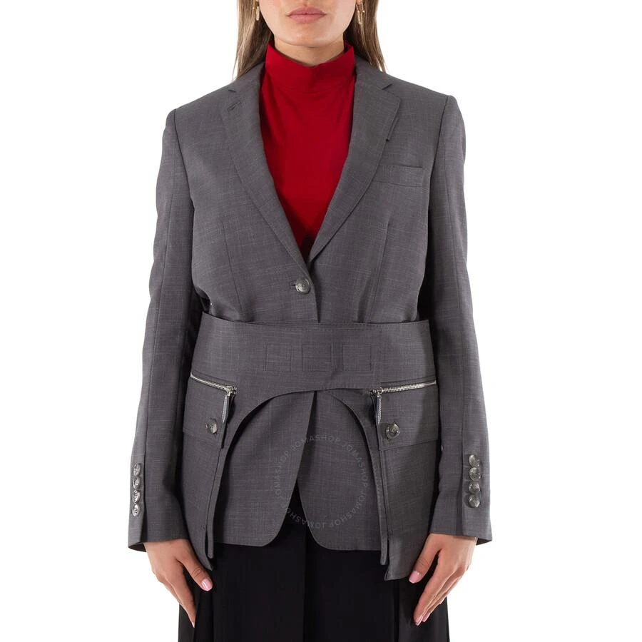 Burberry Charcoal Grey Wool Silk Mohair Linen Blazer With Cargo Belt Detail 1