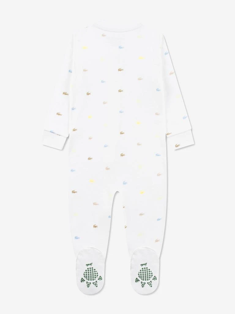 Lacoste Lacoste Baby Boys Footed Croco Print Coverall in White 2