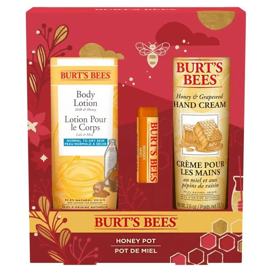 Burt's Bees Honey Pot Holiday Gift Set, 3 Honey Skincare Products 1