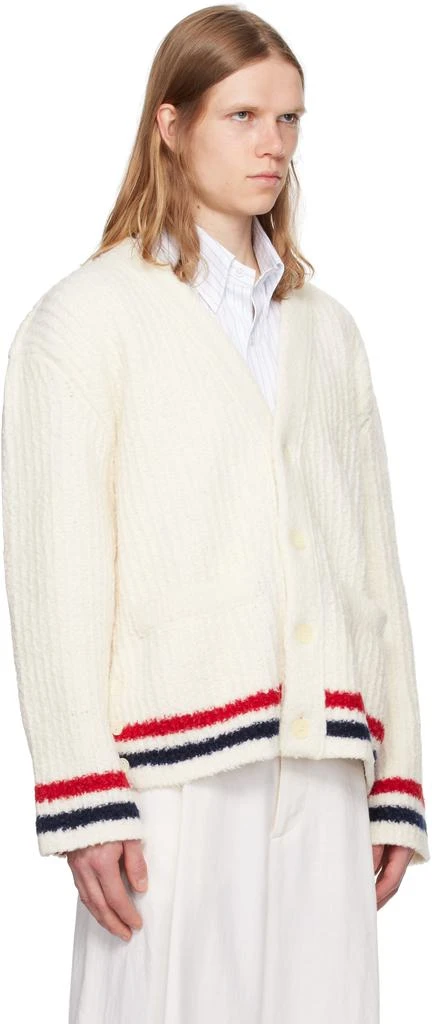 Thom Browne White Chunky Rib Stitch V Neck Cardigan 2