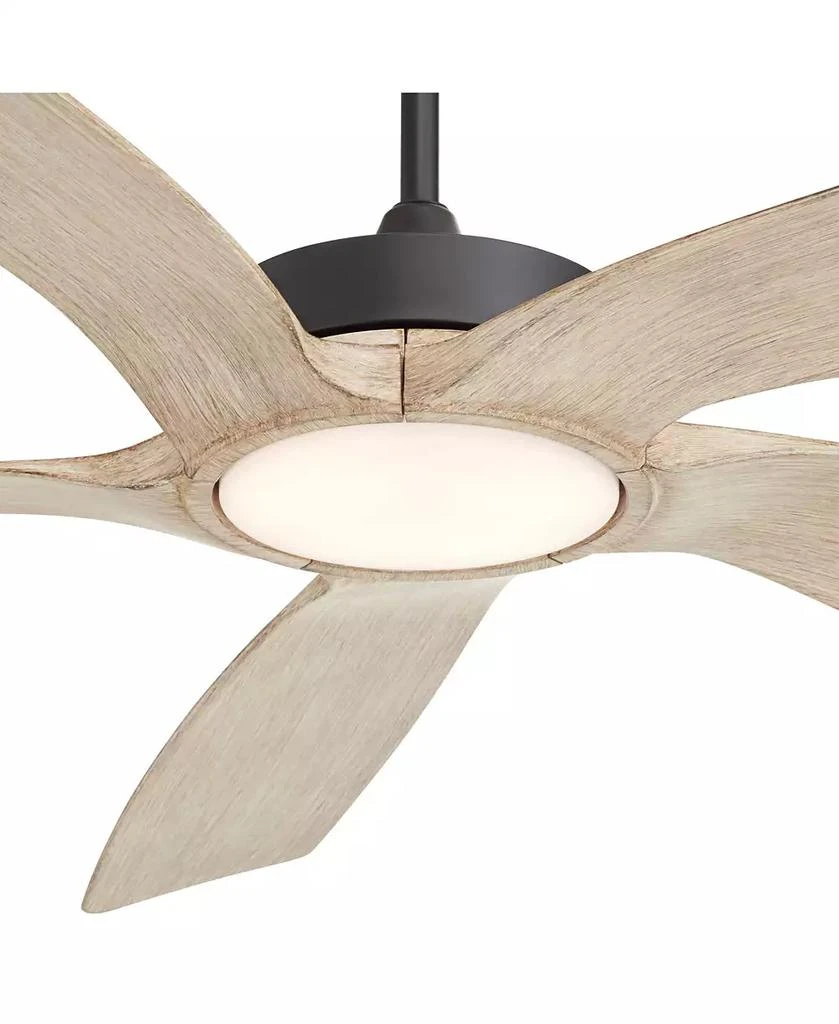 Casa Vieja 56" Mach 5 Indoor Outdoor Ceiling Fan 5 Blade LED Light Remote Control Matte Black Finish Distressed White Oak Blades Damp Rated 4