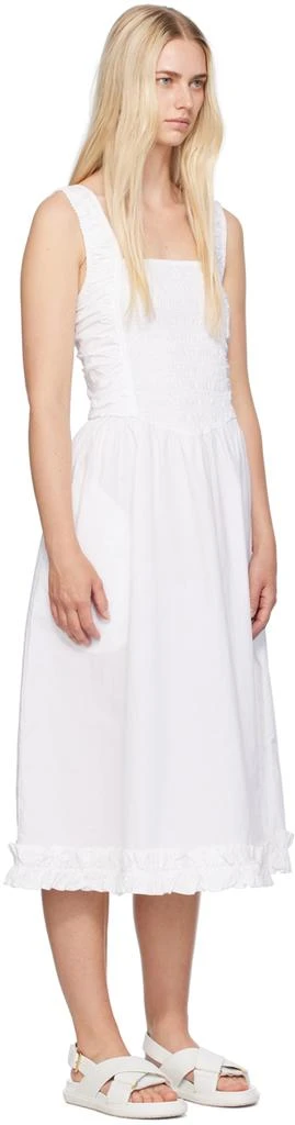 Ganni White Shirred Midi Dress 2