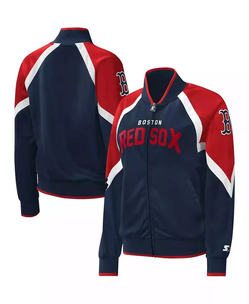 Starter Women's Navy Boston Red Sox Touchdown Raglan Full-Zip Track Jacket 1