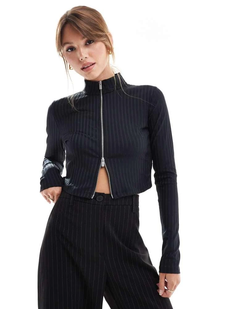 Jordan Jordan Life zip through long sleeve top in black 1