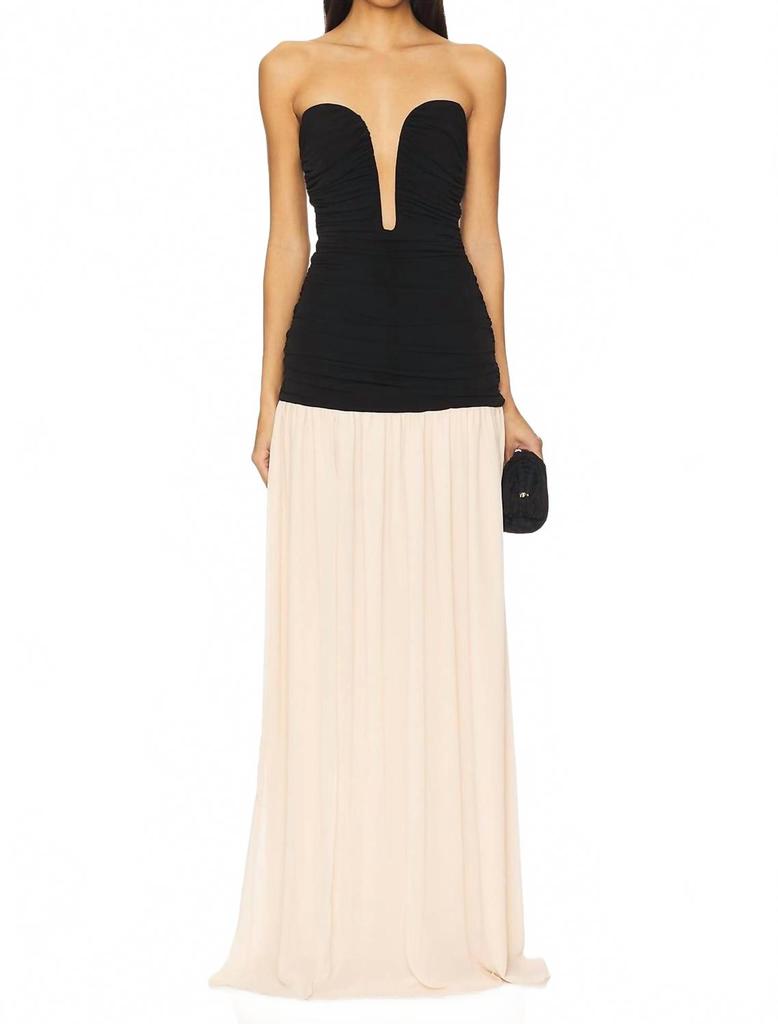 Lovers + Friends Ari Gown In Black And Cream