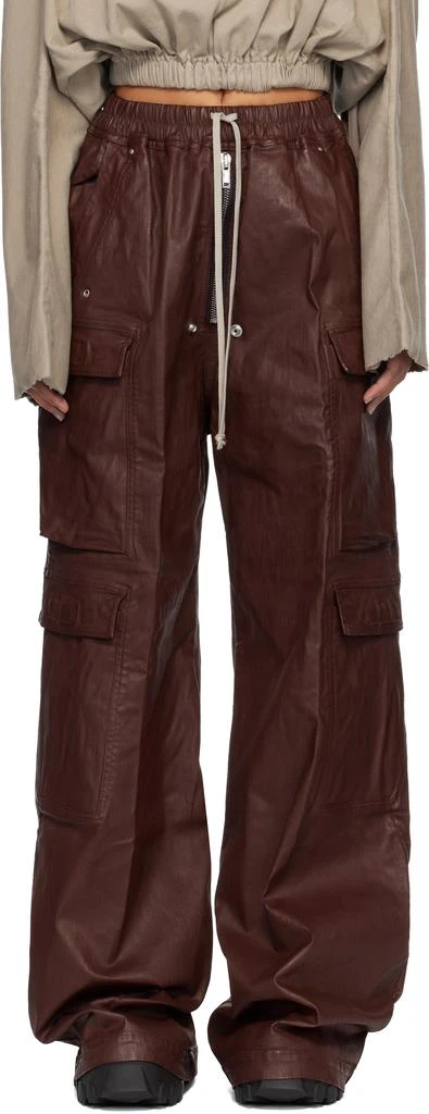 Rick Owens Burgundy Concordians Double Jumbo Belas Denim Cargo Pants 1