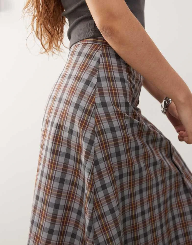COLLUSION COLLUSION spliced midi skirt in check 4