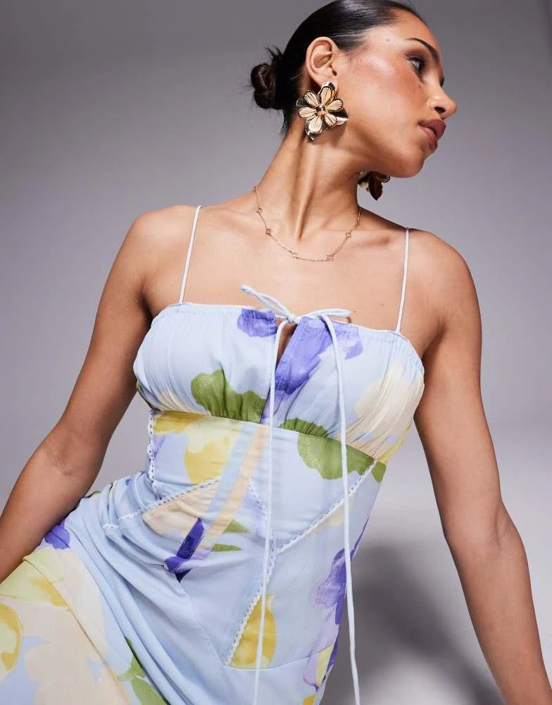 Shop ASOS DESIGN bardot chiffon bias midi dress in lilac floral print on  Sale at BeyondStyle – Get 16% Off ASOS DESIGN bardot chiffon bias midi dress  in lilac floral print with