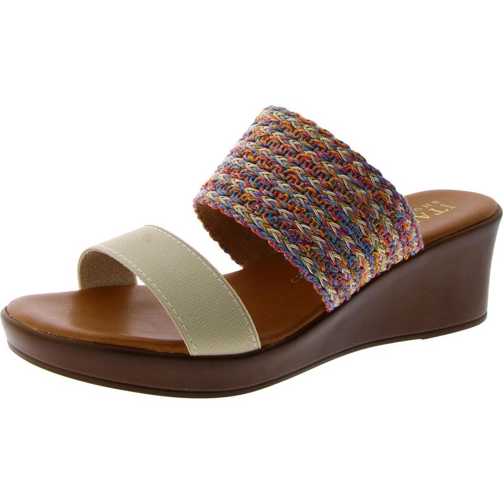 Italian Shoemakers Erase Womens Faux Leather Metallic Wedge Sandals
