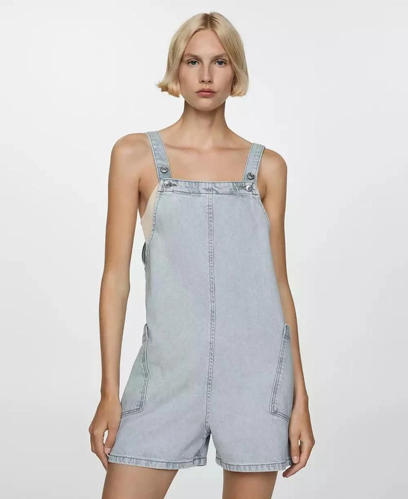 Mango Women's Denim Jumpsuit Shorts 4