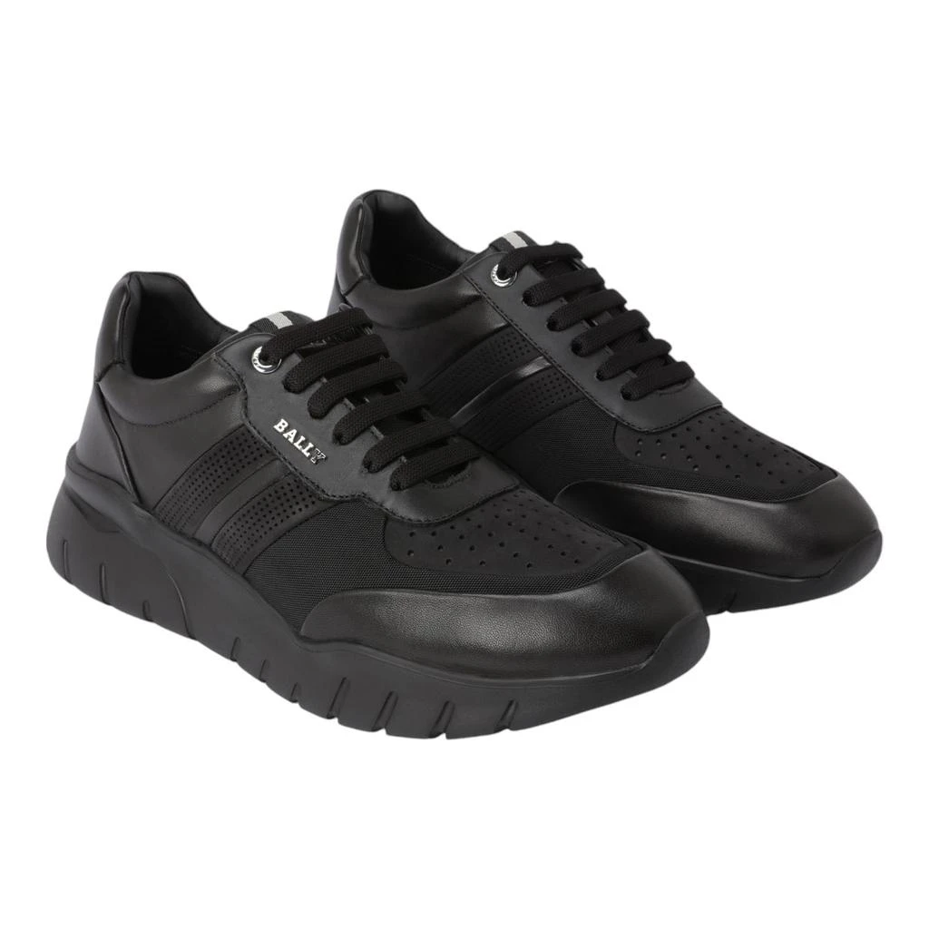 Bally Bison 6230663 Men's Black Lamb Plain Leather Sneakers 3