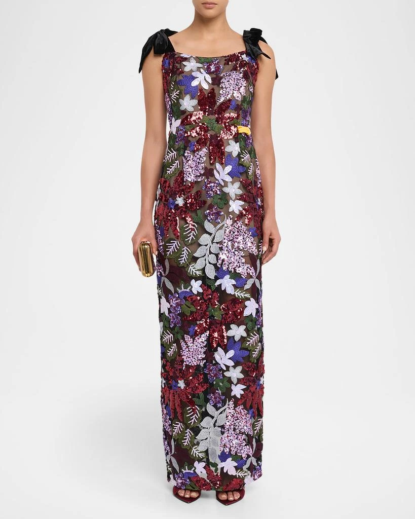 BRONX AND BANCO Dahlia Sequin Embroidered Tie-Shoulder Maxi Dress 2