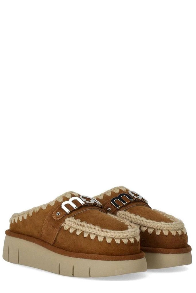 Mou Mou Logo-Lettering Round-Toe Slippers 3