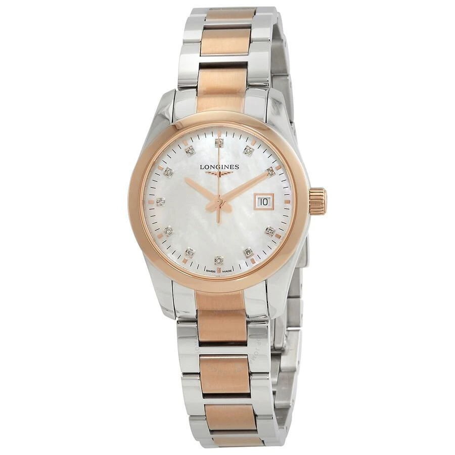Longines Conquest Classic Quartz Diamond White Mother of Pearl Dial Ladies Watch L22863877 1