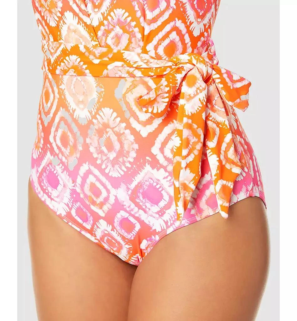 Anne Cole Women's Tie Dye Foulard High-Neck Plunge One-Piece Swimsuit 4
