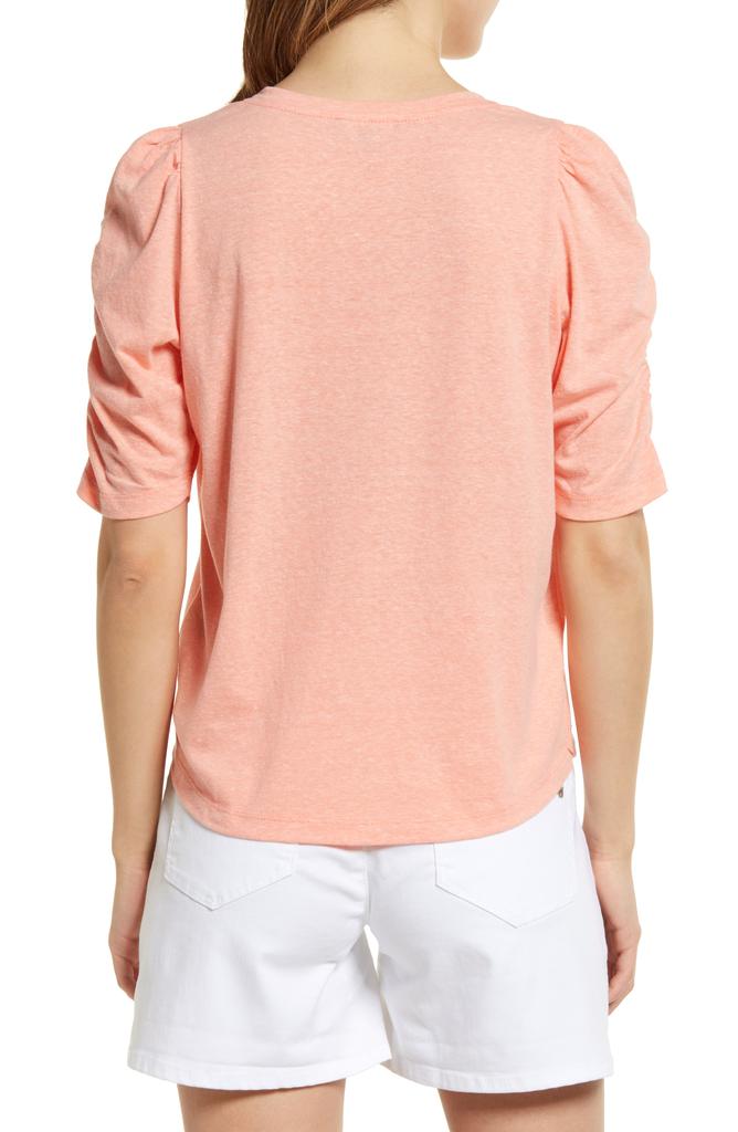 Wit & Wisdom Heathered Ruched Puff Sleeve T-Shirt