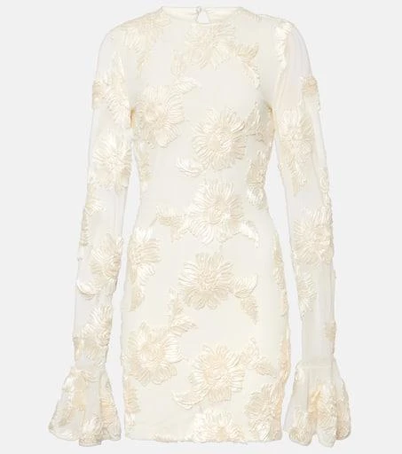 ROTATE Birger Christensen Bridal Rosita floral-appliqué mesh minidress 1