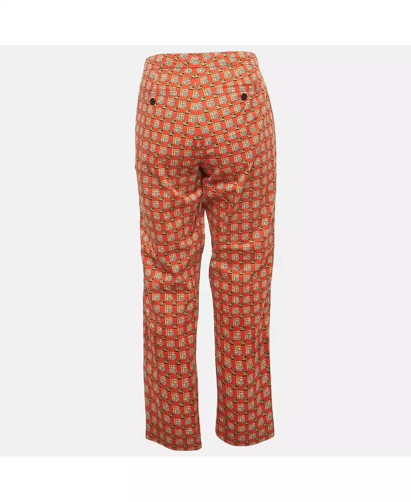 Pre-Owned Burberry Women
s Bright Red Cotton Archive Print Pat Hanover Cigarette Pants 2