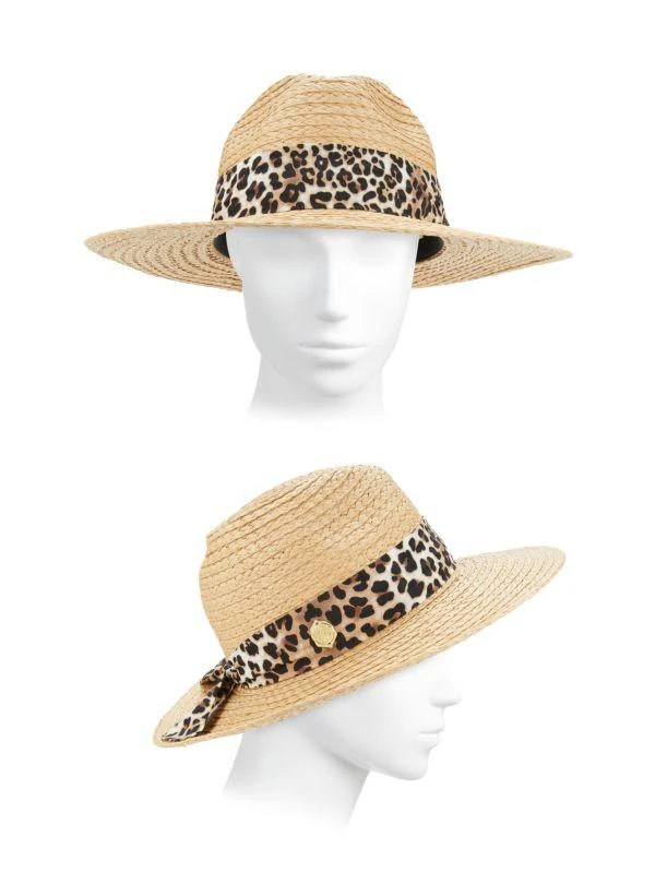 Vince Camuto Animal Print Trim Panama Hat 3