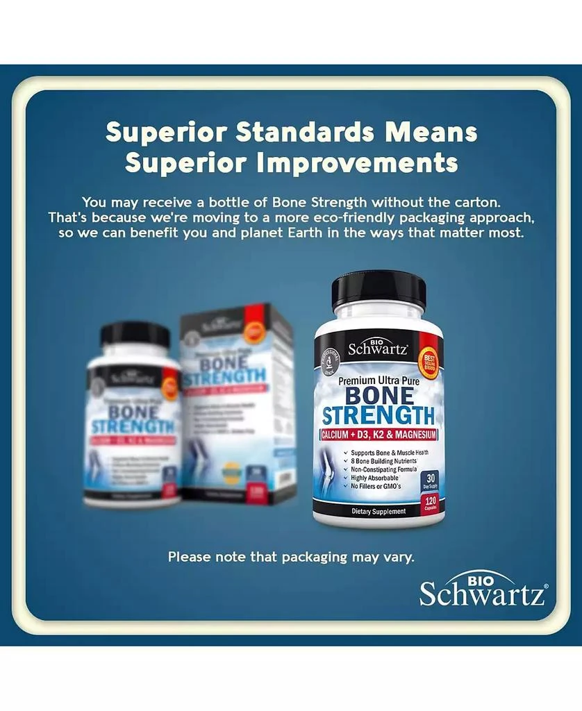 BioSchwartz Bone Strength Supplement with Calcium + D3, K2 
Magnesium 120ct 4