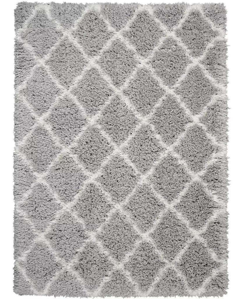 Nourison Luxe Shag LXS02 Gray and Ivory 8'2" x 10' Area Rug