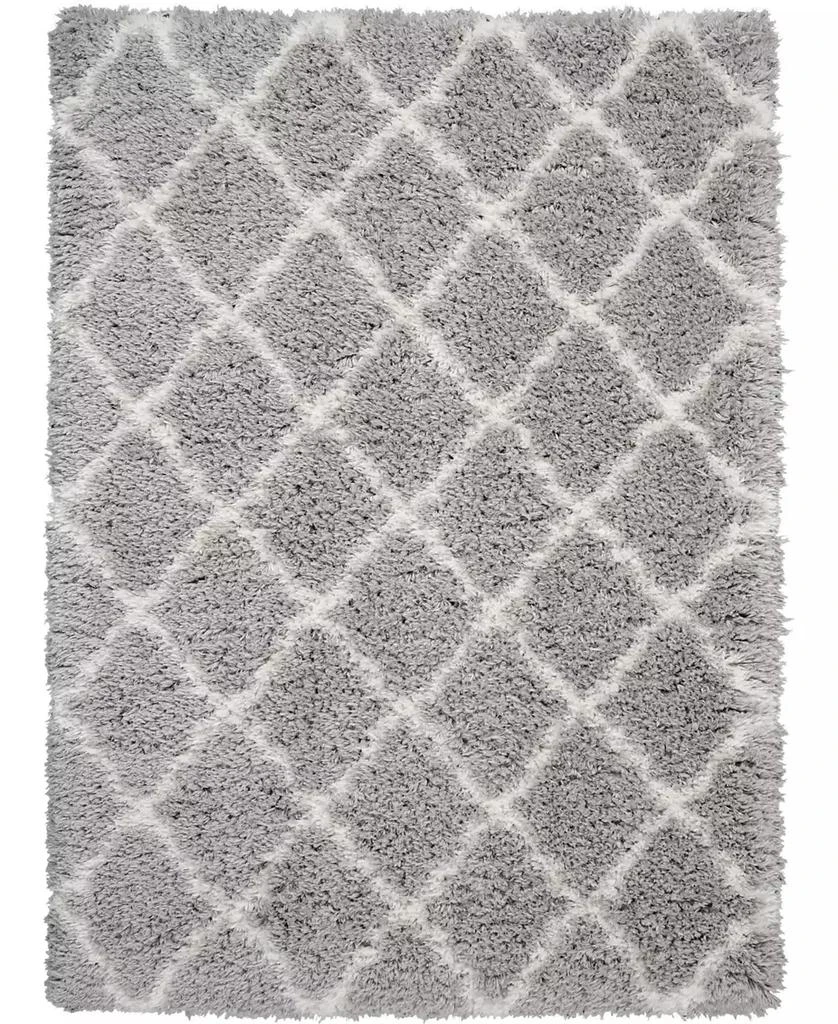 Nourison Luxe Shag LXS02 Gray and Ivory 8'2" x 10' Area Rug 1