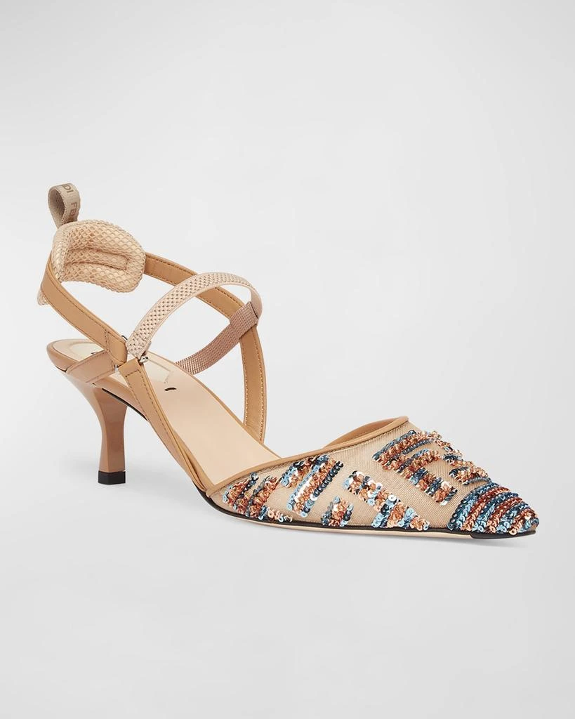Fendi Colibri Sequin FF Sporty Slingback Pumps 2