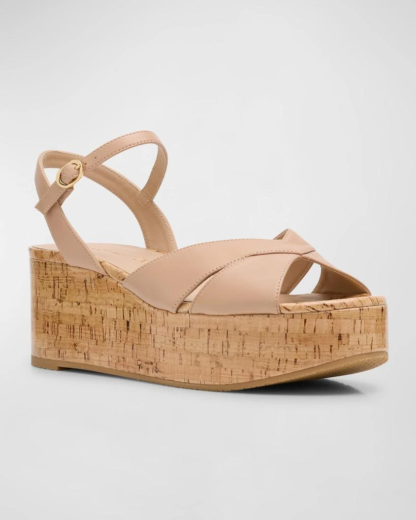 Stuart Weitzman Carmen Midi Crisscross Platform Wedge Sandals 3