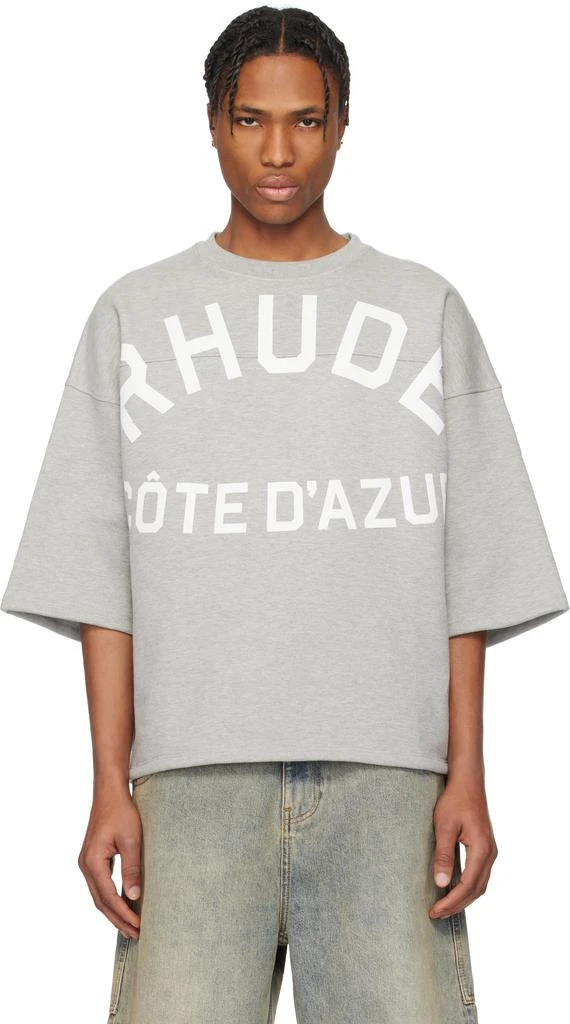 Rhude Gray 'Côte D'Azur' Mid-Sleeve Boxy T-shirt 1