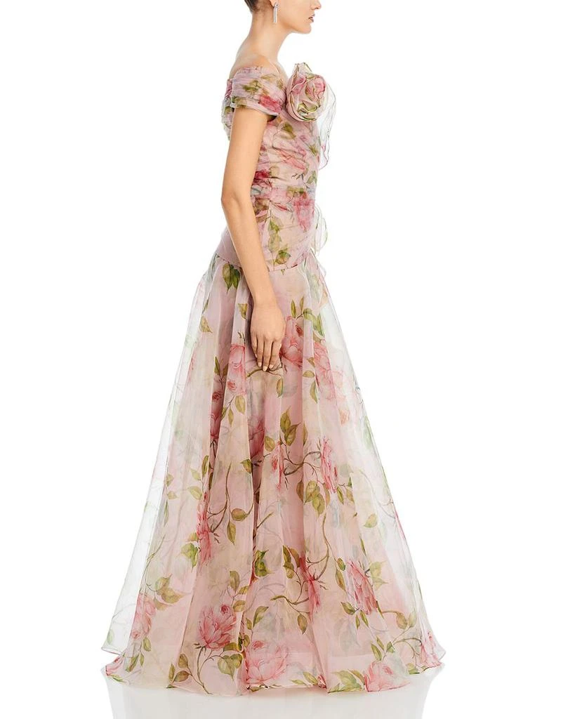 Teri Jon Organza Ruffled Rosette Gown 5