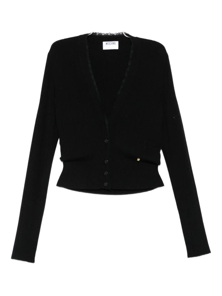 Moschino Cropped Black Wool Cardigan