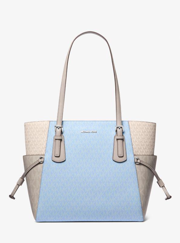Michael Kors Voyager Large Color-Block Signature Logo Tote Bag