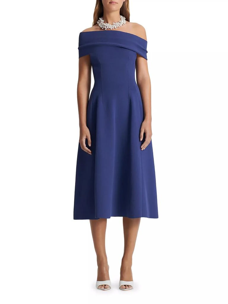 Scanlan Theodore Off-The-Shoulder Crepe Knit Midi Dress 3