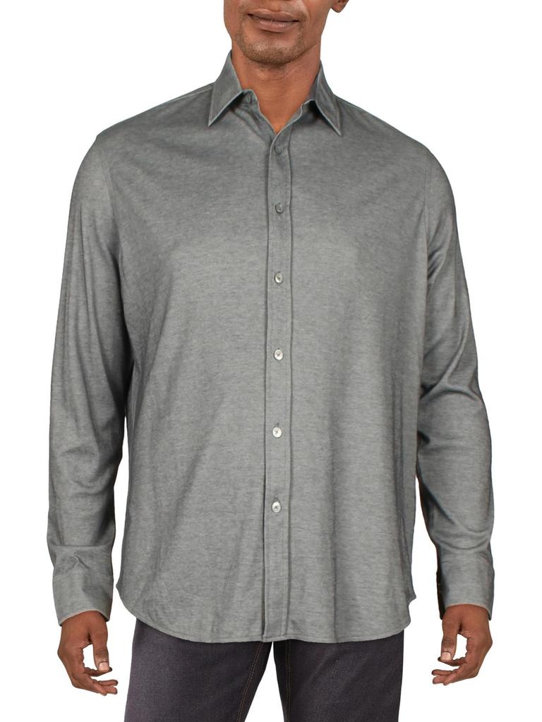 Tasso Elba Mens Textured Collar Button-Down Shirt