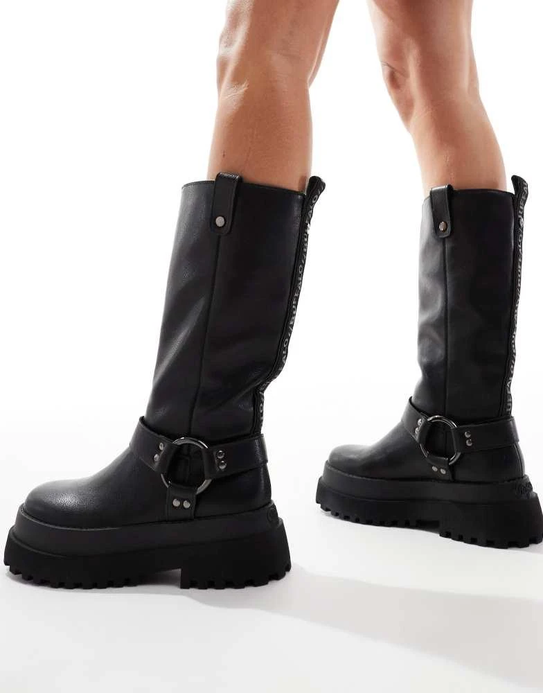 Buffalo Buffalo tall biker boot in black 3