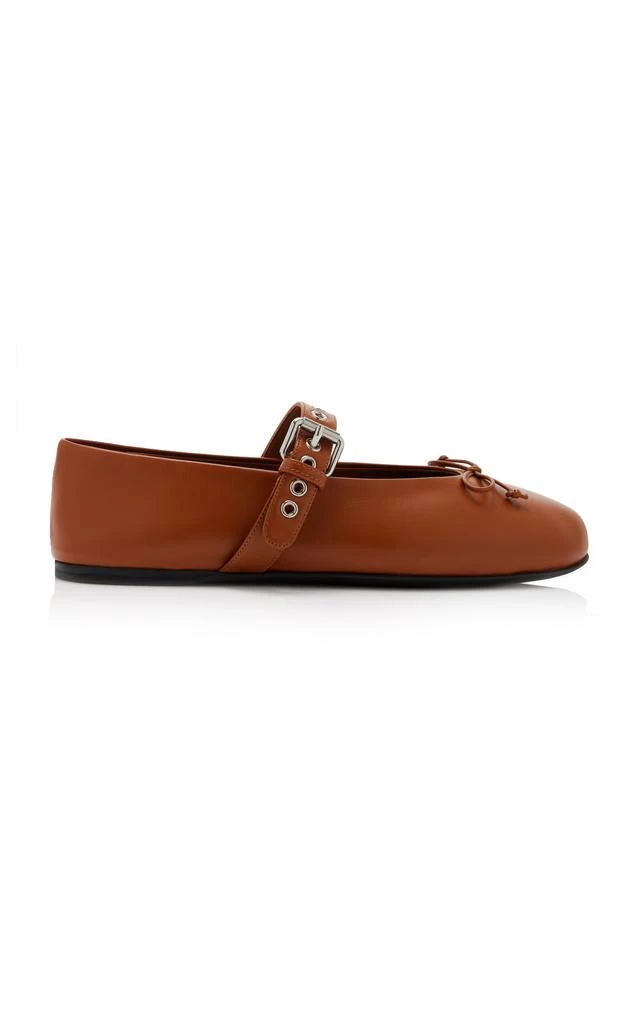 Miu Miu Miu Miu - Buckle-Strap Leather Ballet Flats - Tan - IT 36 - Moda Operandi 1