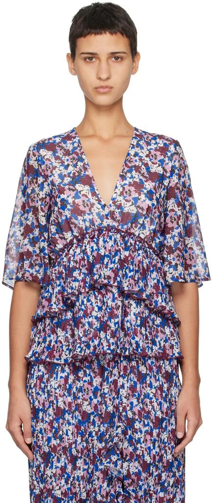 Ganni Multicolor Pleated Blouse